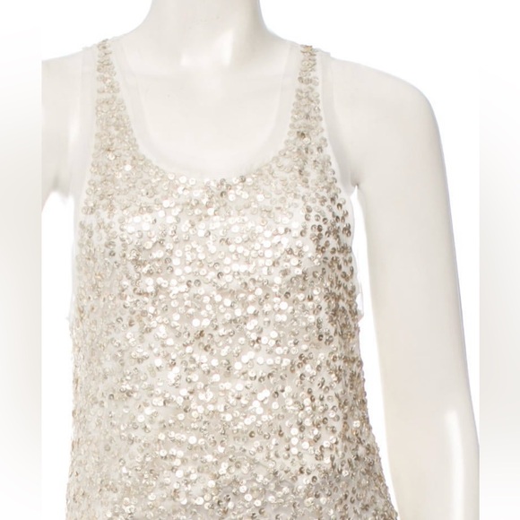 Gryphon New York White/Gold Sequined Top. Size XS - Picture 4 of 9